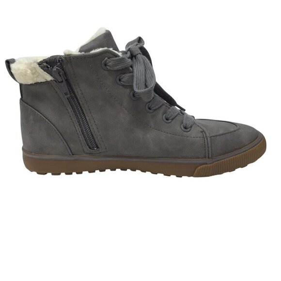 Cat & Jack Barnett Sherpa Lined Boy's Boots Sneakers Gray Sz 5 Side Zip High Top - Picture 5 of 10